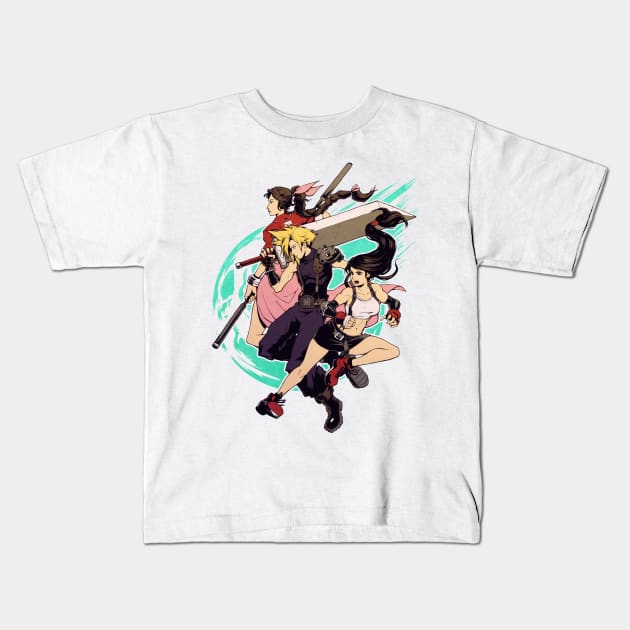 Tifa, Cloud and Aerith Kids T-Shirt by H0lyhandgrenade